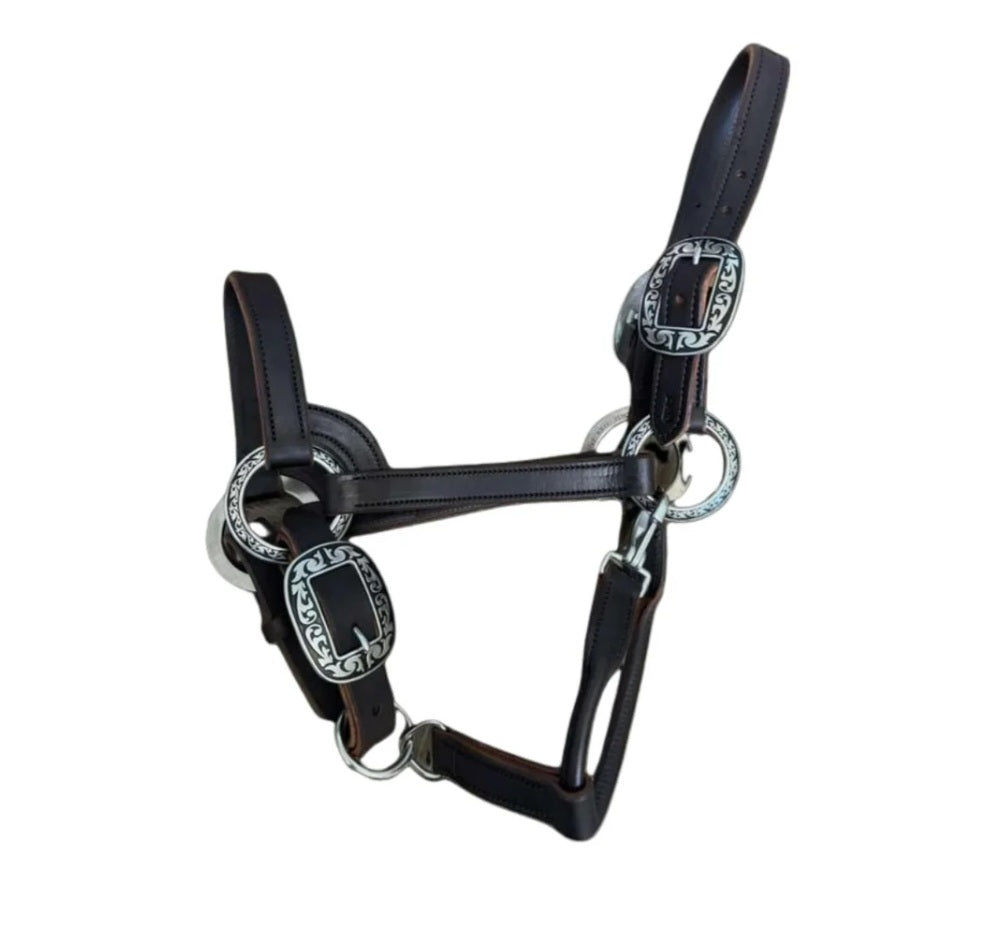 Chocolate Leather Ring Halter