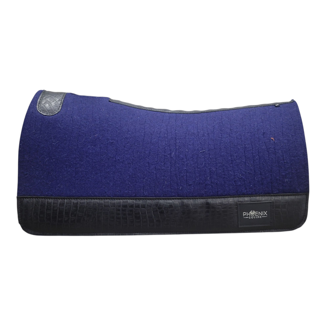 7/8" thick - 30"Lx30"W - Navy Blue Merino Wool with Black Croc - Regular Wither