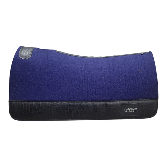 7/8" thick - 30"Lx30"W - Navy Blue Merino Wool with Black Croc - Regular Wither
