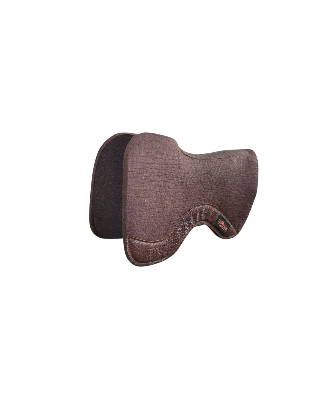 Brown Merino wool Phoenix Contact pad with high-cut shape and croc leather accents