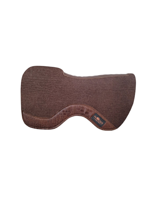 Phoenix Contact saddle pad in brown Merino wool with brown croc leather