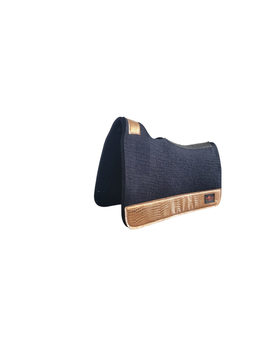 APX™ Saddle Pad | 3/4" | 28x30 | Black Merino + Rose Gold Metallic Leather