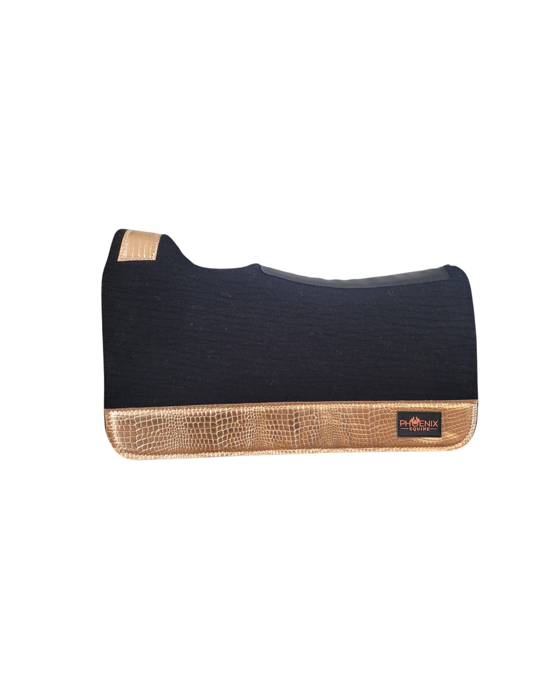 APX™ Saddle Pad | 3/4" | 28x30 | Black Merino + Rose Gold Metallic Leather