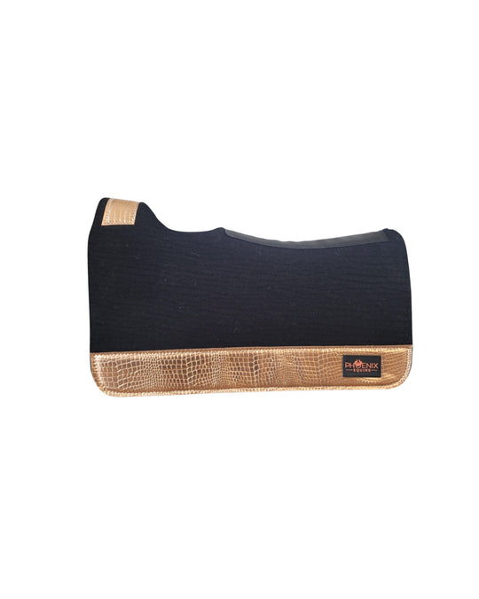 APX™ Saddle Pad | 3/4" | 28x30 | Black Merino + Rose Gold Metallic Leather