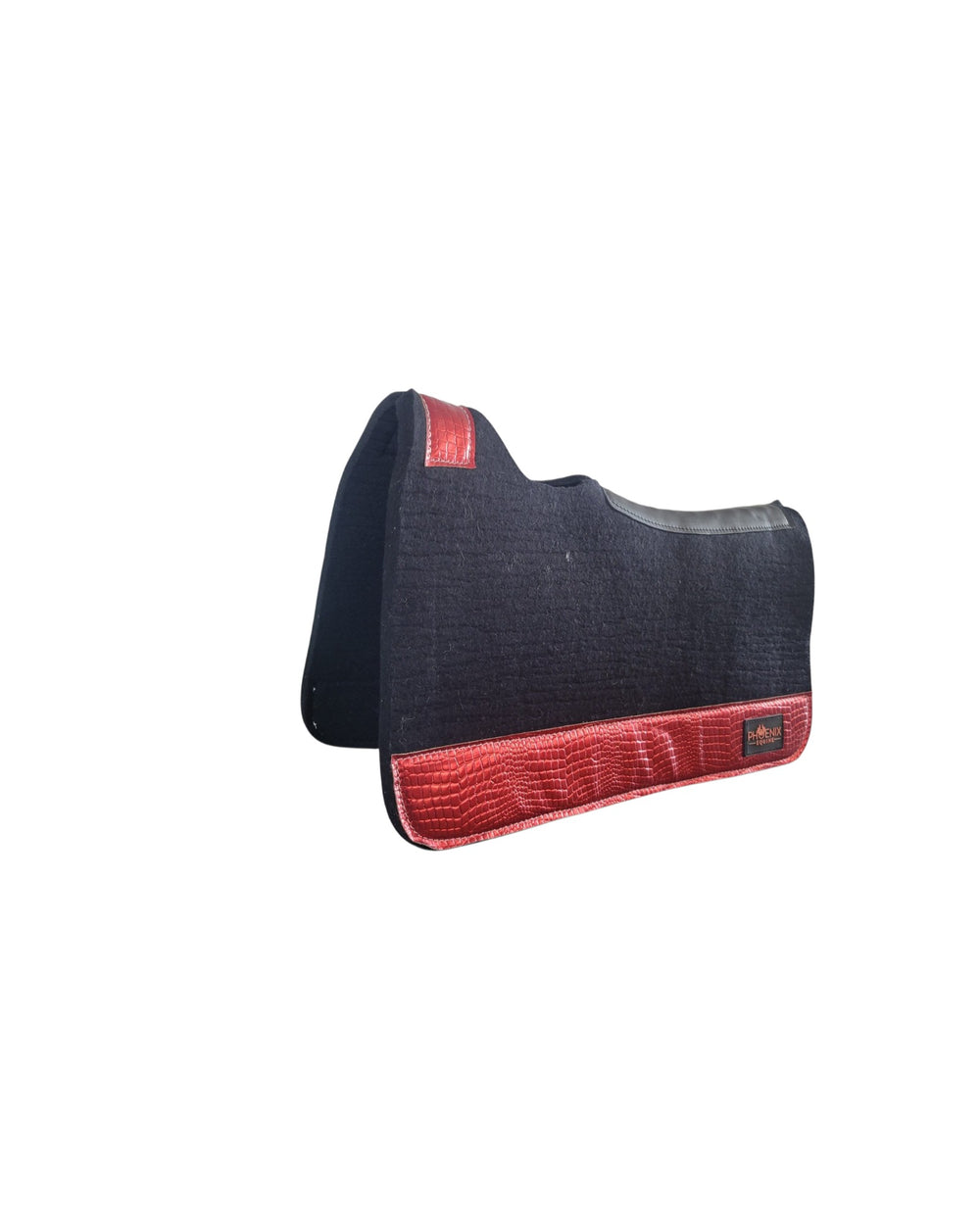 APX™ Saddle Pad | 3/4" | 28x30 | Black Merino + Red Metallic Leather