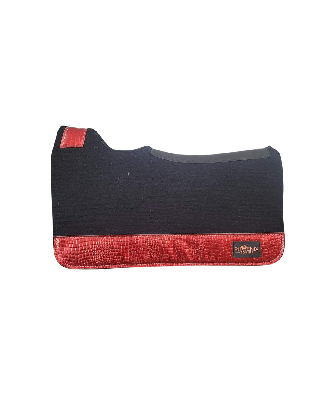 APX™ Saddle Pad | 3/4" | 28x30 | Black Merino + Red Metallic Leather