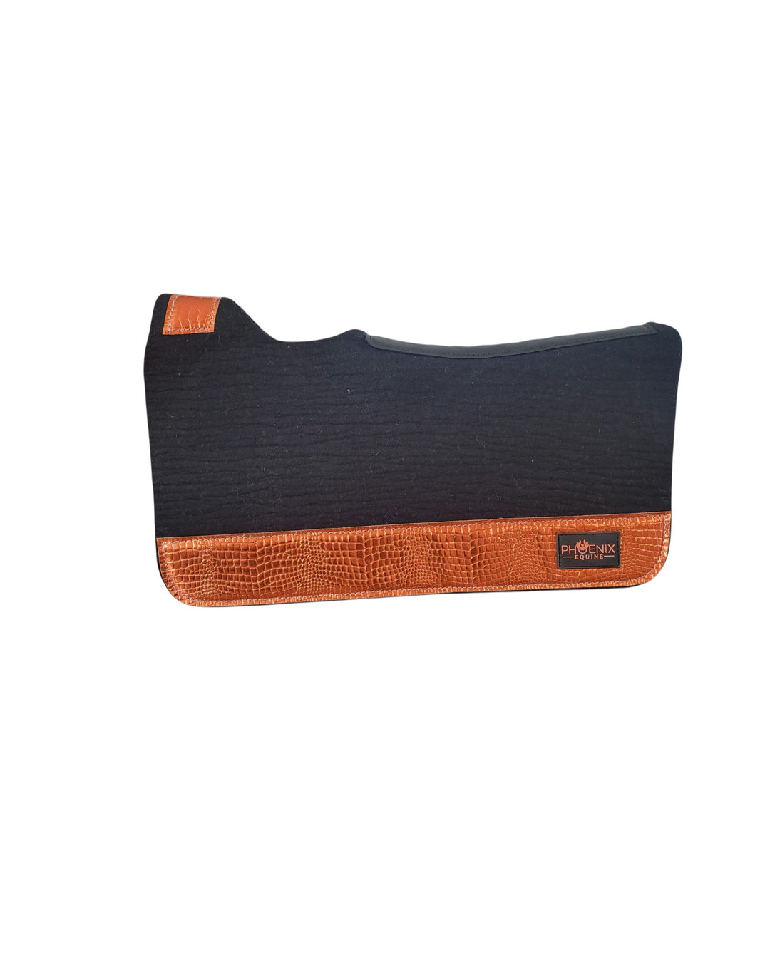APX™ Saddle Pad | 3/4" | 28x30 | Black Merino + Orange Metallic Leather