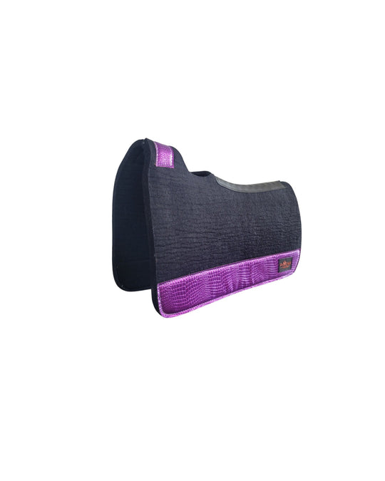 APX™ Saddle Pad | 3/4" | 28x30 | Black Merino + Purple Metallic Leather