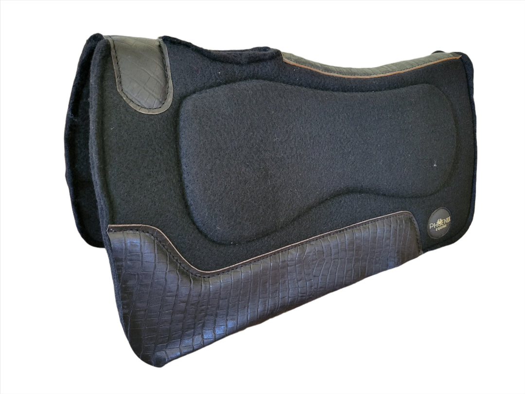 1" thick - 28"Lx30"W - Wool Blend Gel - Black with faux alligator