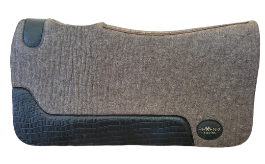 3/4" thick - 28"Lx30"W - Merino Wool - Grey with Black Faux Alligator