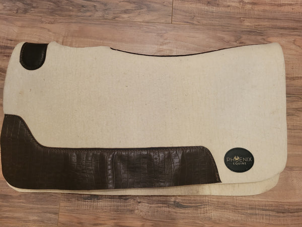 3/4" thick - 28"Lx30"W - Merino Wool - Creme with brown faux alligator *Sale Barn*