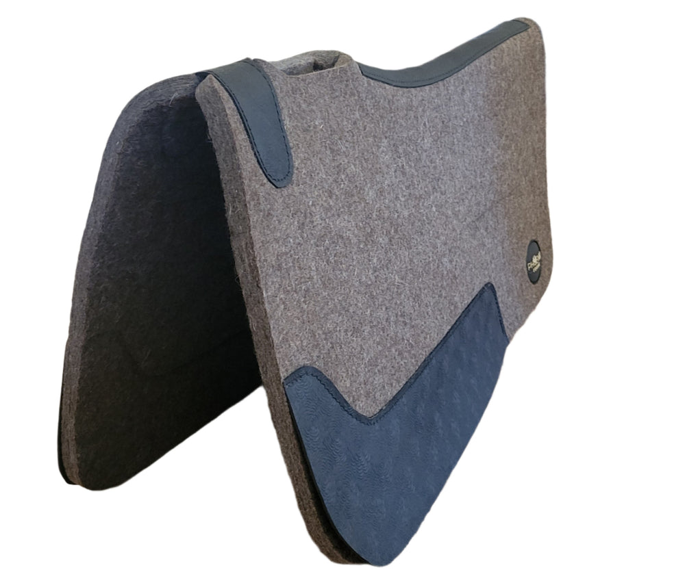 The Phoenix Foundation Pad - 1/2”- 32"x32" - Gray Merino Wool with Black Swirl Leather