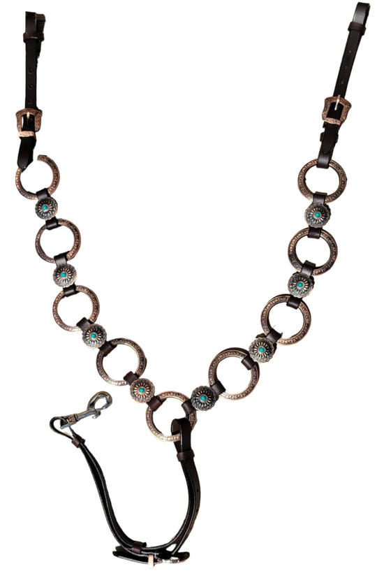 Turquoise and Copper Ring Breast Collar & Headstall