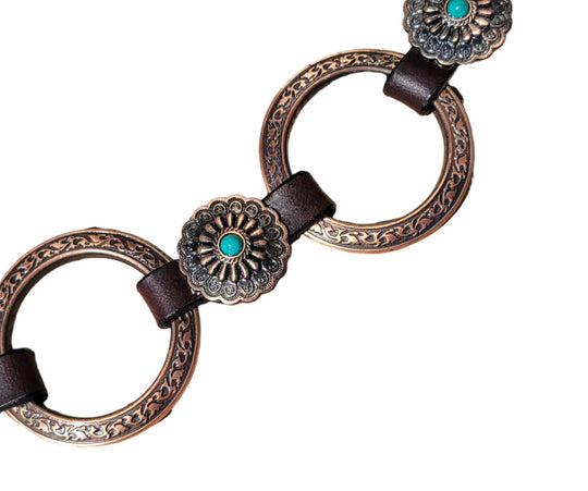 Turquoise and Copper Ring Breast Collar & Headstall