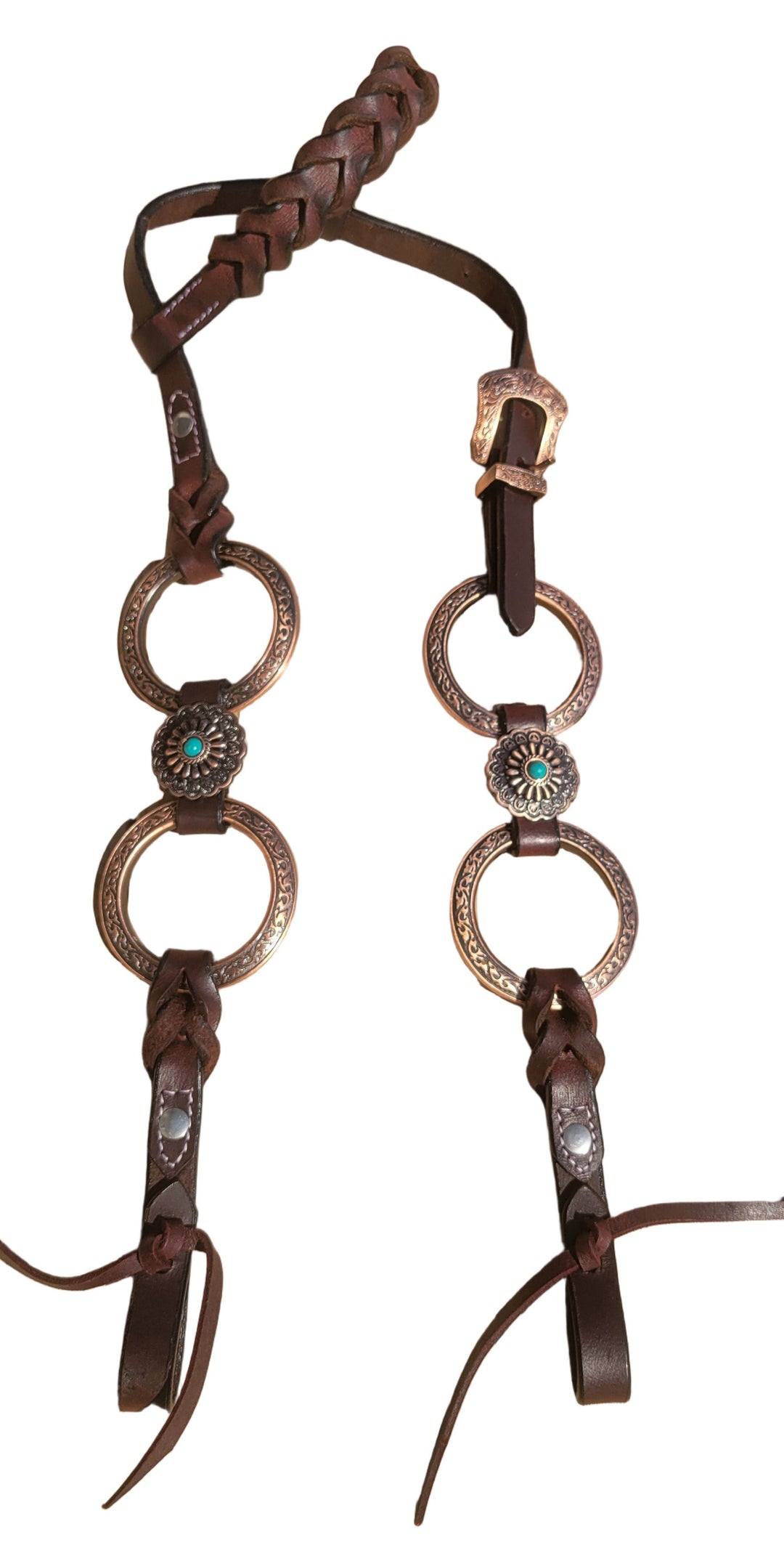 Turquoise and Copper Ring Breast Collar & Headstall