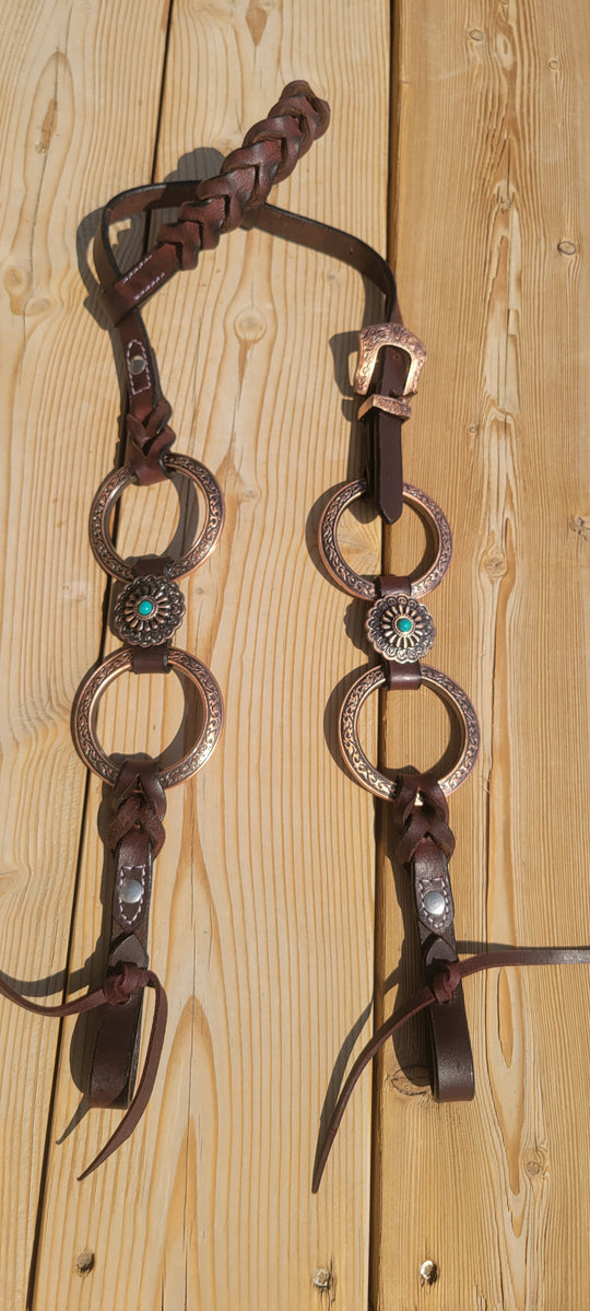 Turquoise and Copper Ring Breast Collar & Headstall