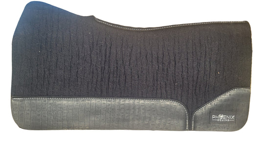 3/4" thick - 30"Lx30"W - Black Merino Wool with Black Croc - Open wither