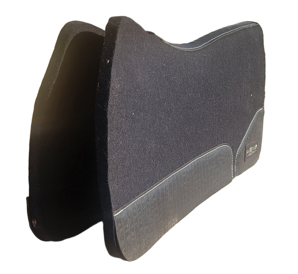 The Phoenix Open Wither Pad - 3/4" thick - 30"Lx30"W - Black Merino Wool with Black Croc
