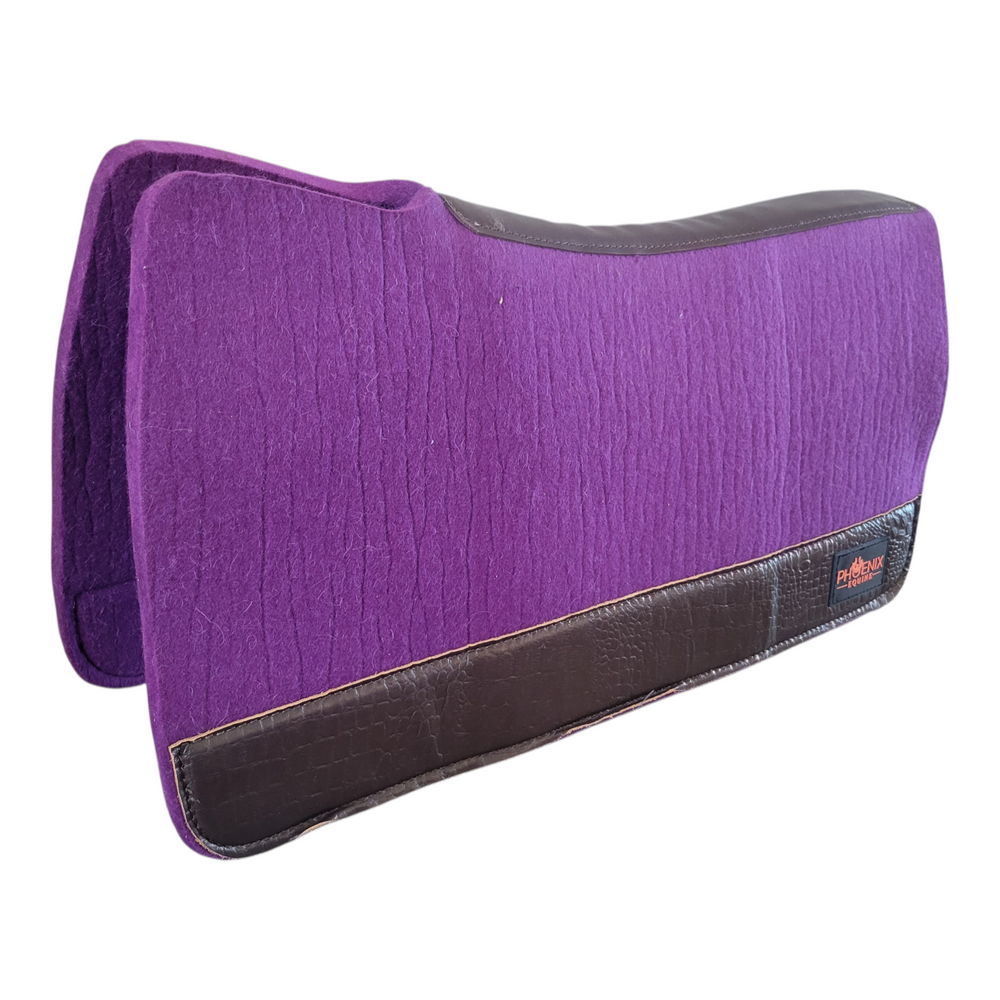 The Phoenix Open Wither Pad - 3/4"- 30"x30"- Purple Merino Wool with Brown Croc Fenders