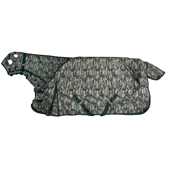AJ Tack 1200D Waterproof Turnout Horse Blanket with Hood - Camouflage