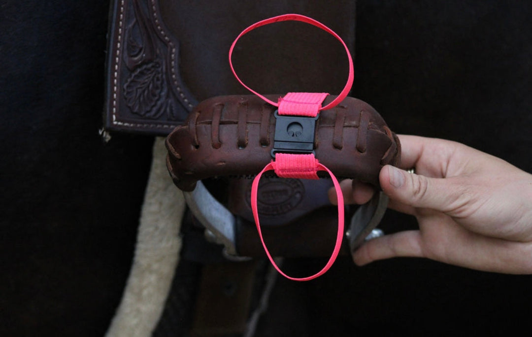 Hot pink Better Bands stirrup safety band