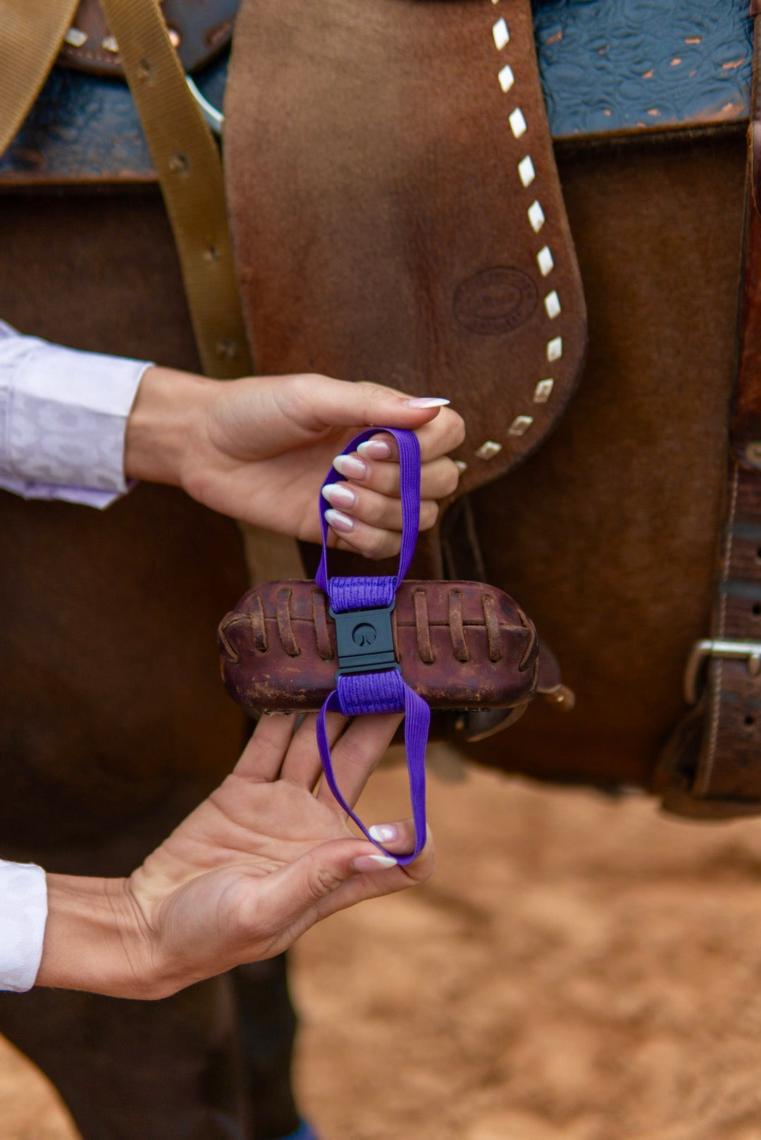 Purple Better Bands stirrup safety band