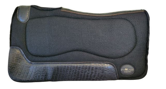 1" thick - 28"Lx30"W - Wool Blend Gel - Black with faux alligator
