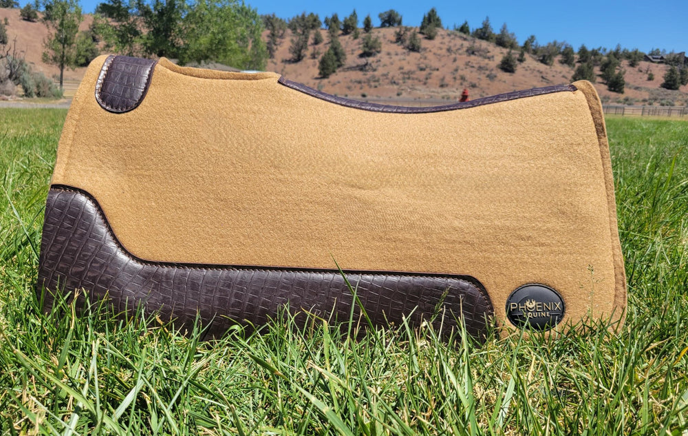 3/4" thick - 28"Lx30"W - Wool Blend - Gold with brown faux croc