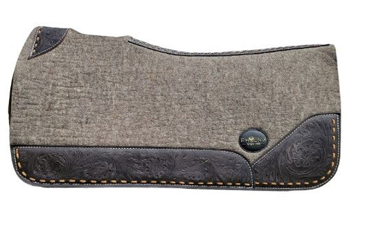 3/4" thick - 30"Lx30"W - Merino Wool - Grey with tooled leather