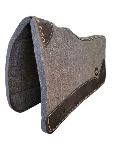 3/4" thick - 30"Lx30"W - Merino Wool - Grey with tooled leather