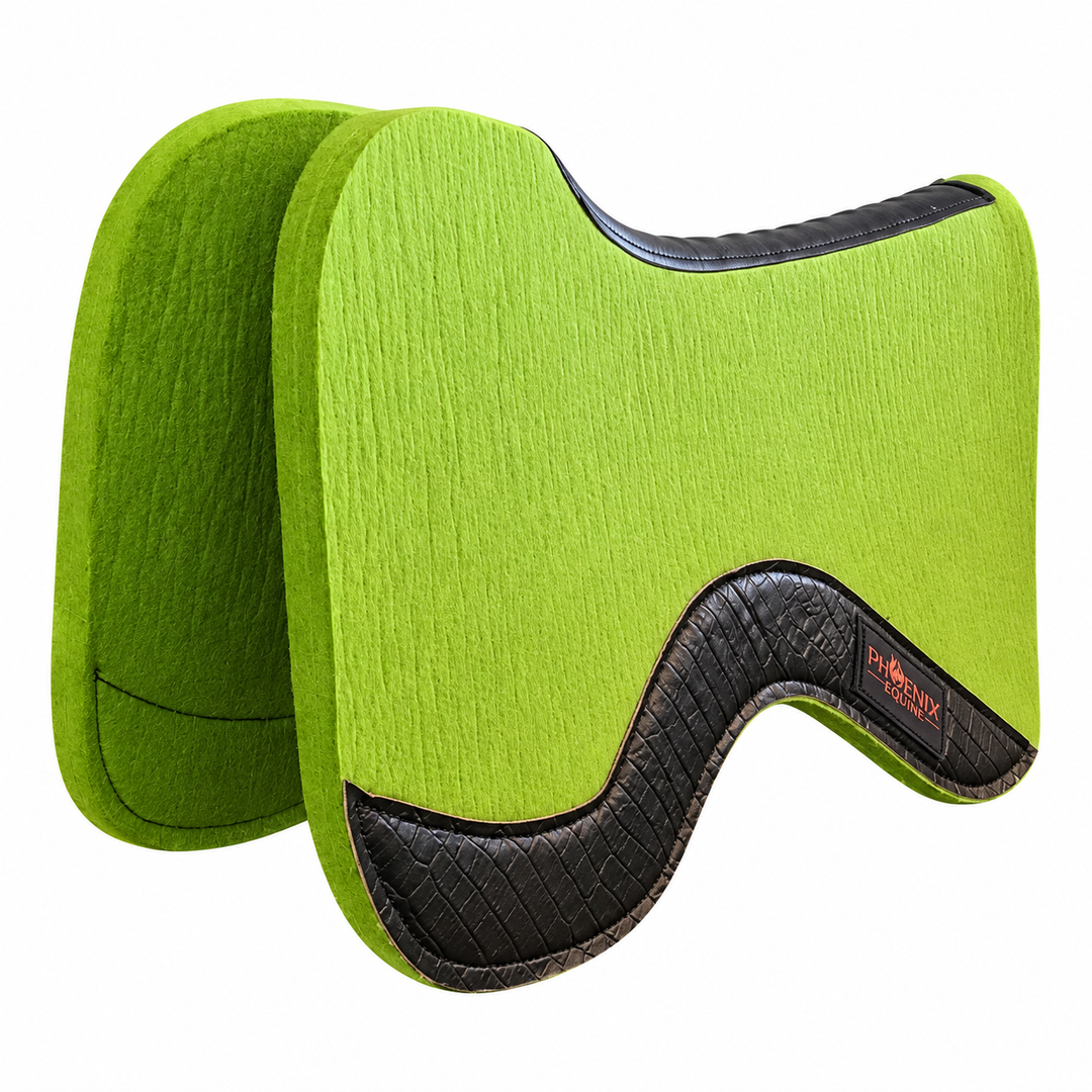 Lime green Phoenix Contact Pad with black croc, angled view