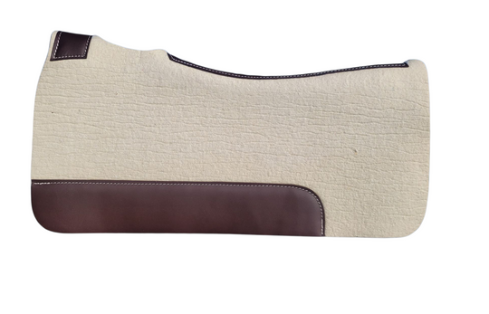 7/8" thick - 30"Lx30"W - White Merino Wool with Brown Fenders - Closed Wither