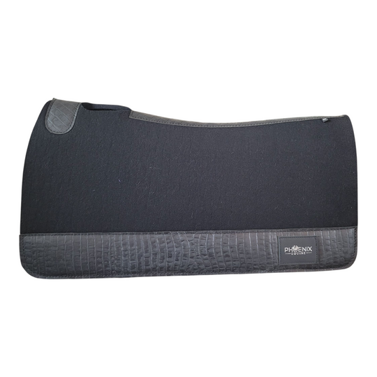 3/4" thick - 30"Lx30"W - Black Merino Wool with Black Croc - Regular Wither