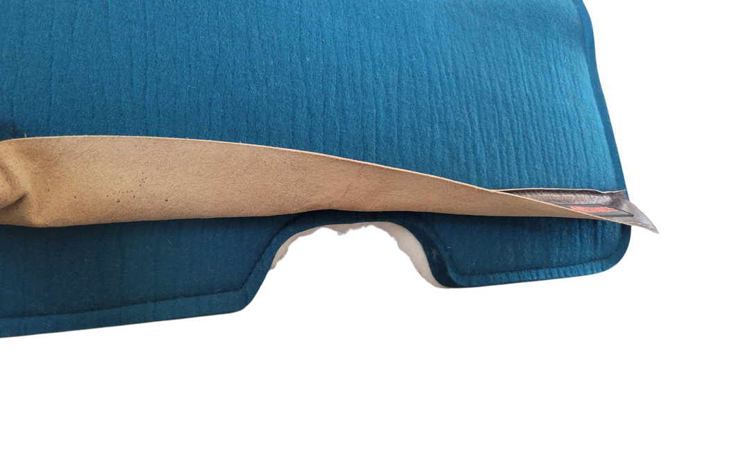 7/8" thick - 30"Lx30"W - Teal Merino Wool with fleece - Open Wither
