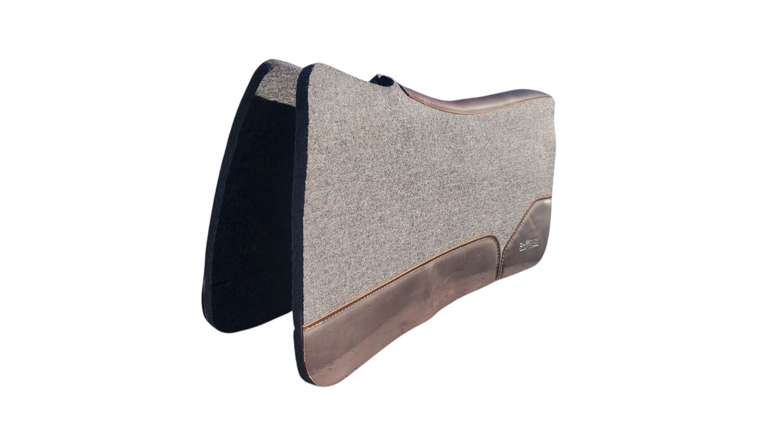 3/4" thick - 30"Lx30"W - Grey Merino Wool with Brown Fenders - Open wither