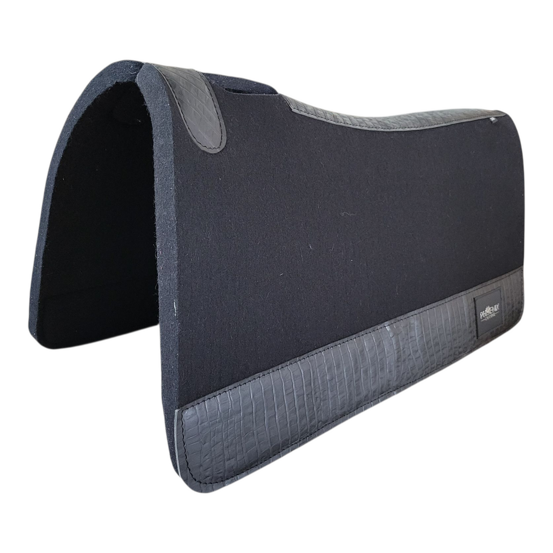 3/4" thick - 30"Lx30"W - Black Merino Wool with Black Croc - Regular Wither