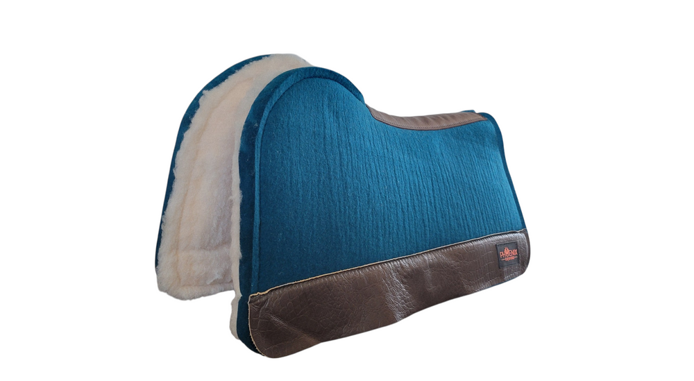7/8" thick - 30"Lx30"W - Teal Merino Wool with fleece - Open Wither