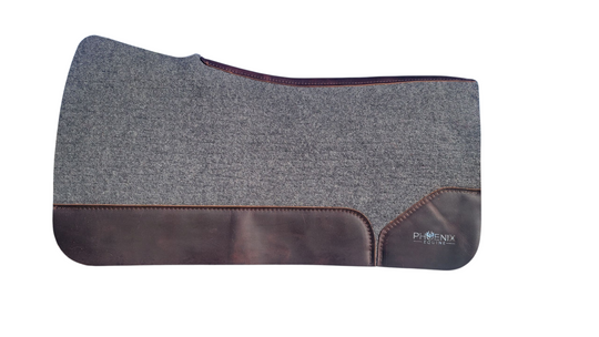 3/4" thick - 30"Lx30"W - Grey Merino Wool with Brown Fenders - Open wither